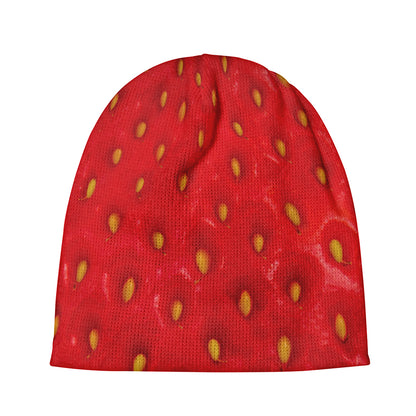 Red Strawberry Print Beanie