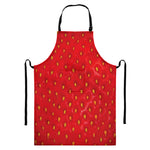 Red Strawberry Print Bib Apron With Pocket