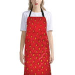 Red Strawberry Print Bib Apron With Pocket