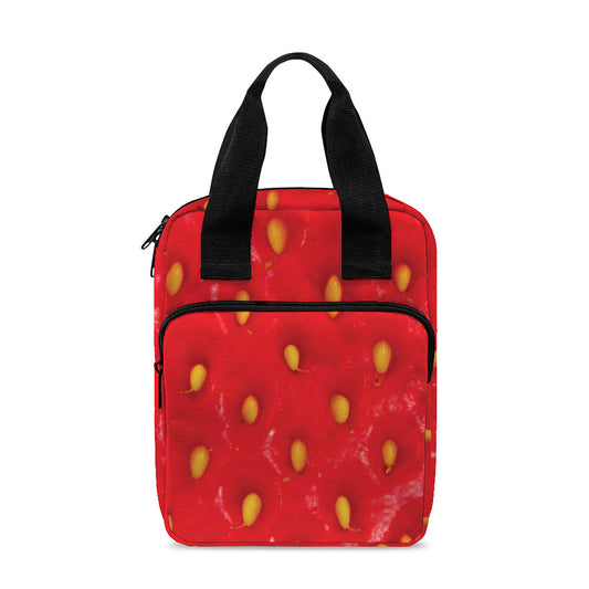 Red Strawberry Print Bible Tote Bag