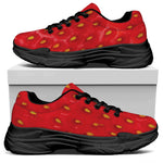 Red Strawberry Print Black Chunky Shoes