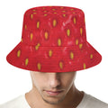 Red Strawberry Print Bucket Hat