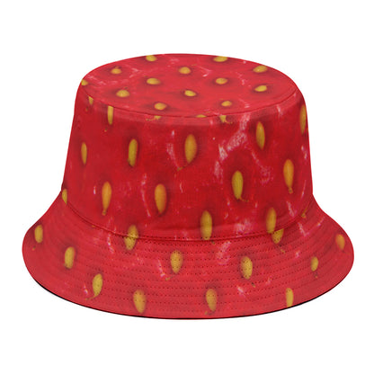 Red Strawberry Print Bucket Hat