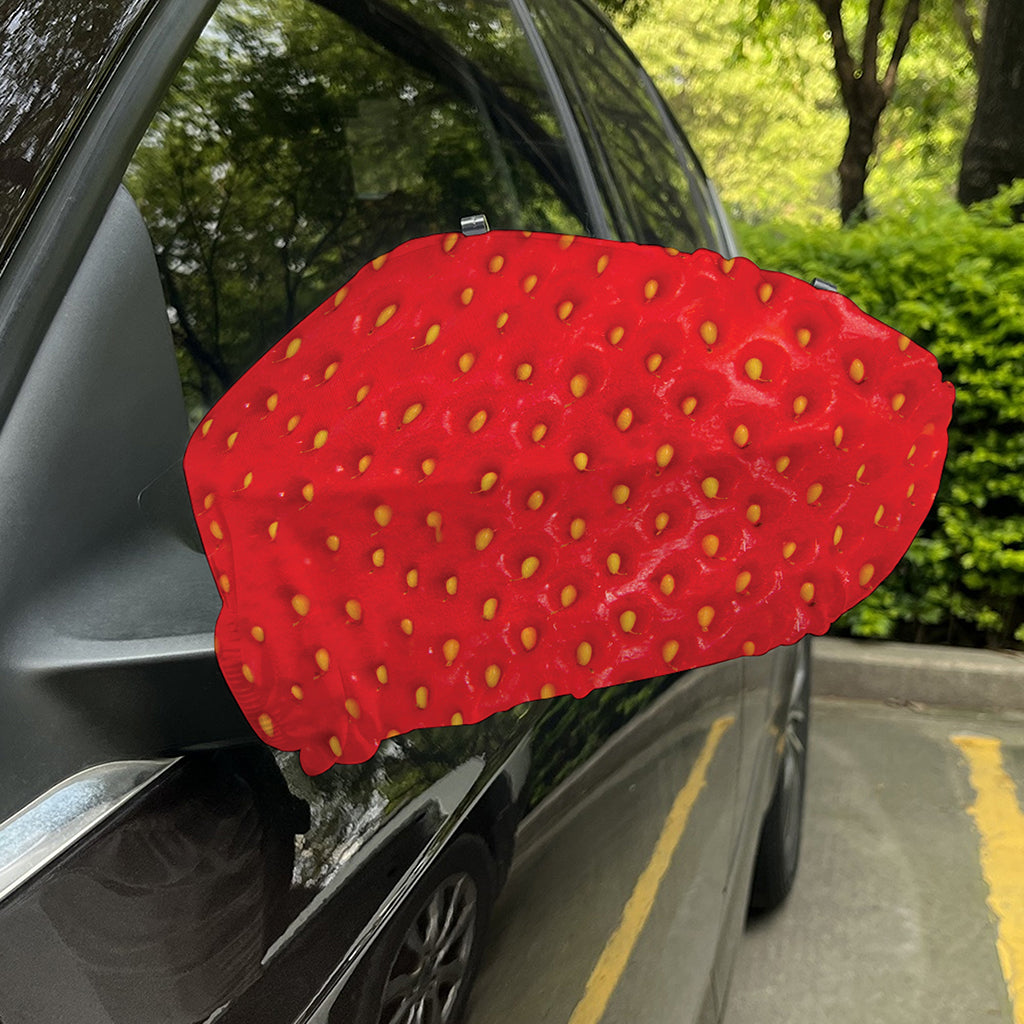 Red Strawberry Print Car Side Mirror Covers