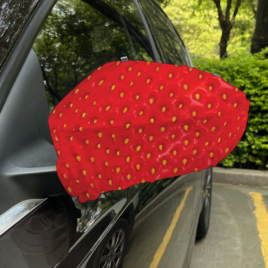 Red Strawberry Print Car Side Mirror Covers