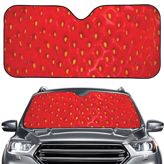 Red Strawberry Print Car Windshield Sun Shade