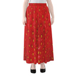 Red Strawberry Print Chiffon Maxi Skirt