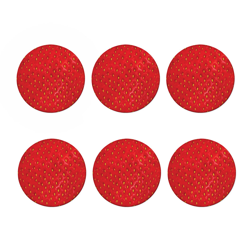 Red Strawberry Print Coaster Set