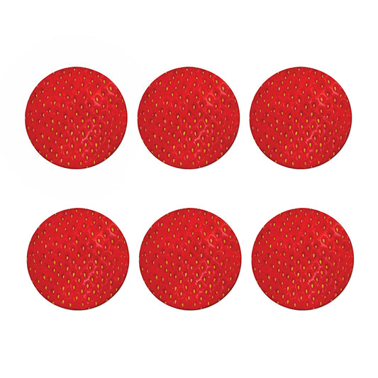 Red Strawberry Print Coaster Set