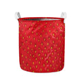 Red Strawberry Print Collapsible Laundry Basket