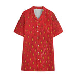 Red Strawberry Print Cotton Hawaiian Shirt