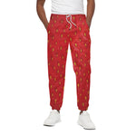 Red Strawberry Print Cotton Pants