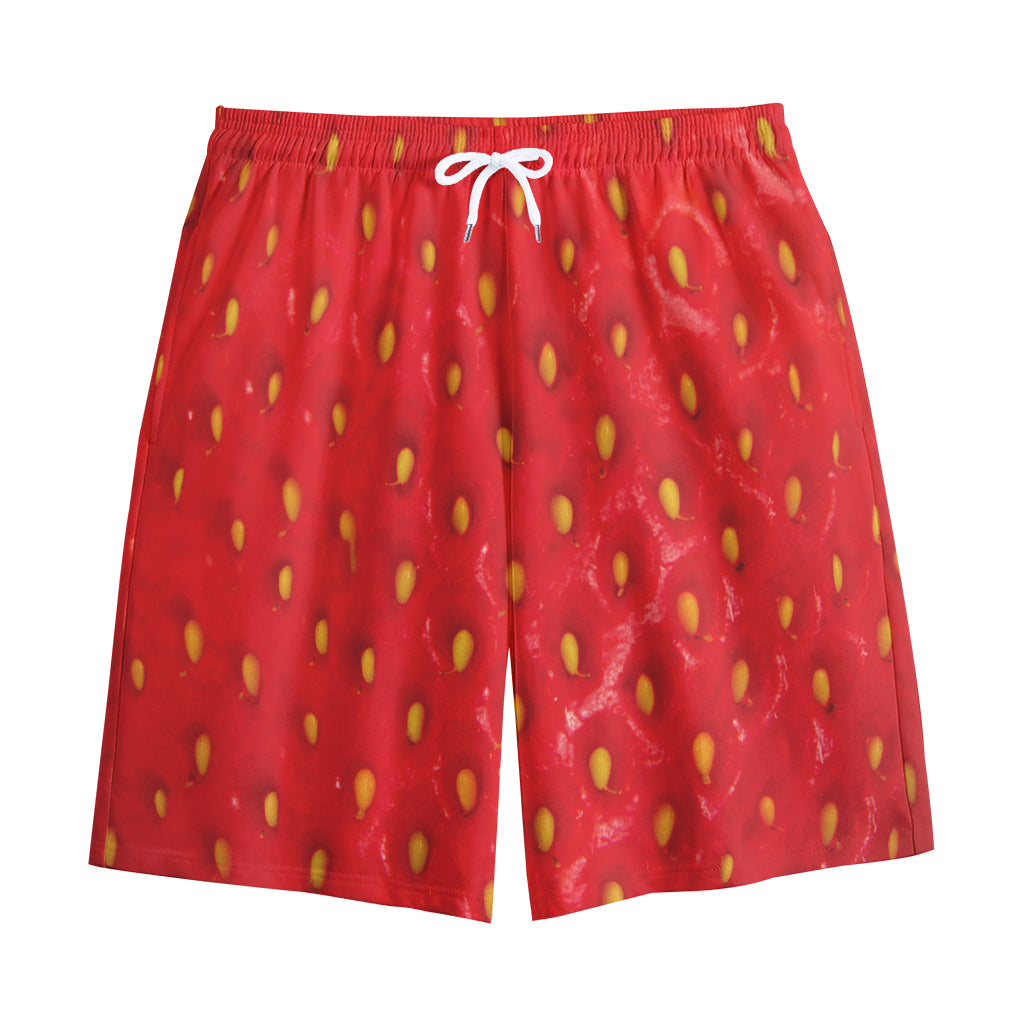 Red Strawberry Print Cotton Shorts