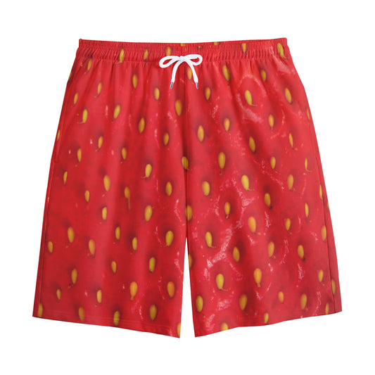 Red Strawberry Print Cotton Shorts