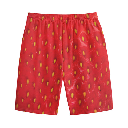 Red Strawberry Print Cotton Shorts