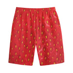 Red Strawberry Print Cotton Shorts