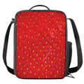 Red Strawberry Print Crossbody Lunch Bag