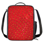 Red Strawberry Print Crossbody Lunch Bag