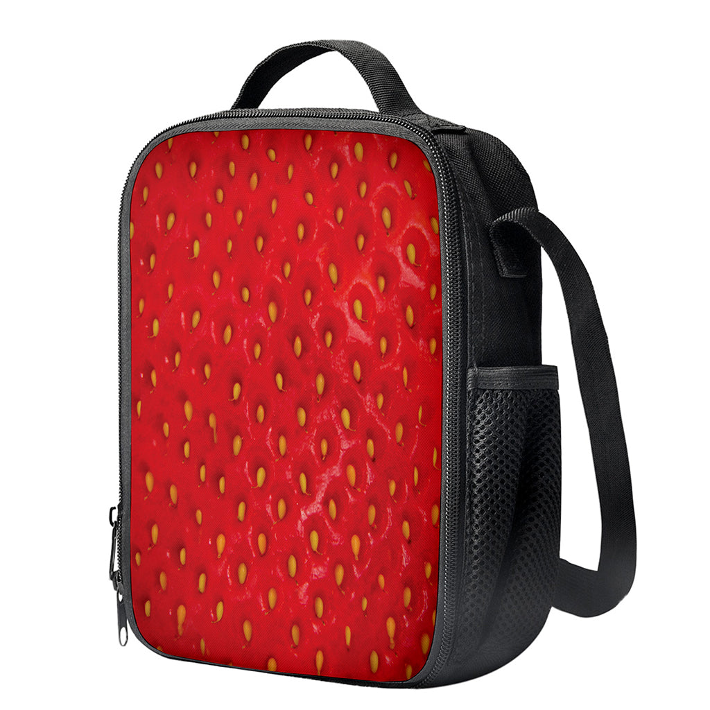 Red Strawberry Print Crossbody Lunch Bag