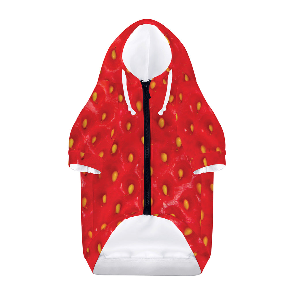 Red Strawberry Print Dog Zip Up Hoodie