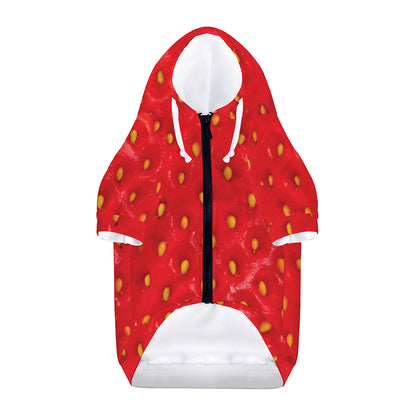Red Strawberry Print Dog Zip Up Hoodie