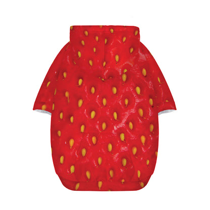 Red Strawberry Print Dog Zip Up Hoodie