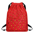 Red Strawberry Print Drawstring Backpack