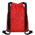Red Strawberry Print Drawstring Backpack