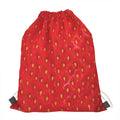 Red Strawberry Print Drawstring Bag