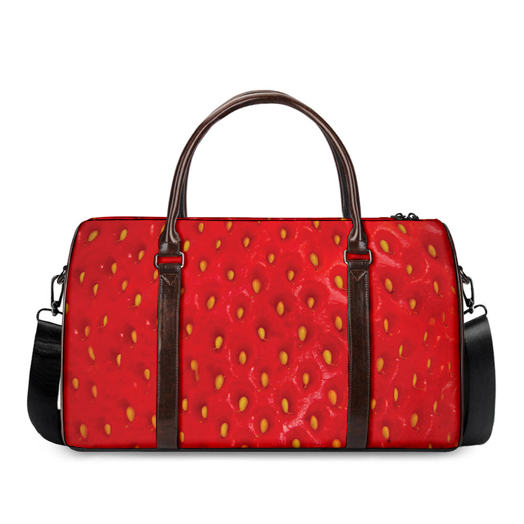 Red Strawberry Print Duffle Bag