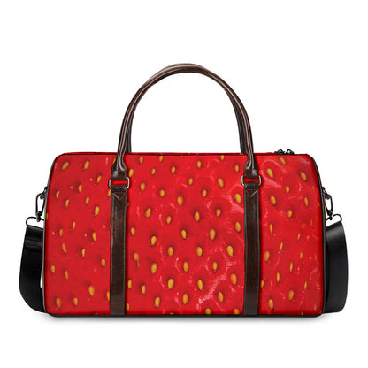 Red Strawberry Print Duffle Bag