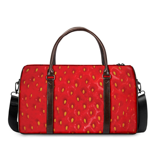 Red Strawberry Print Duffle Bag