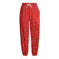 Red Strawberry Print Fleece Lined Knit Pants