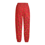 Red Strawberry Print Fleece Lined Knit Pants
