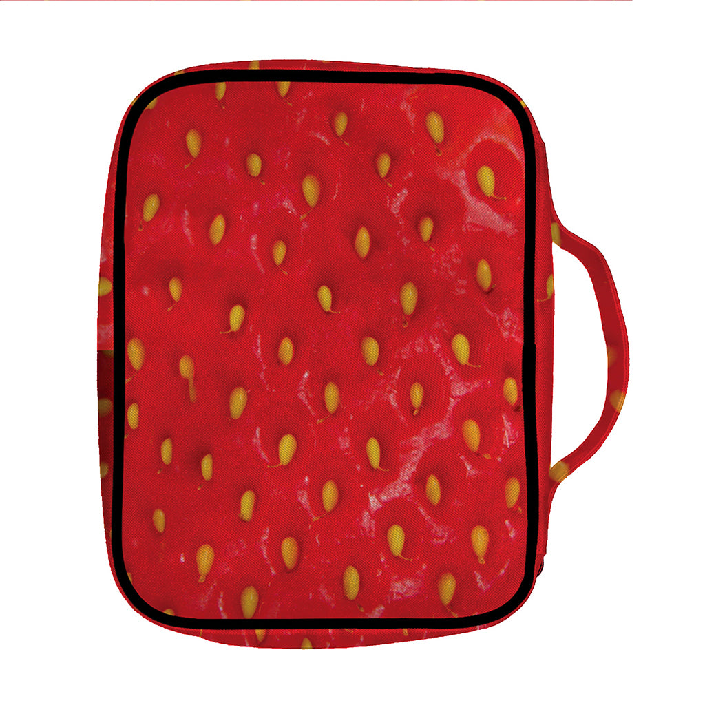 Red Strawberry Print Front Pocket Bible Bag
