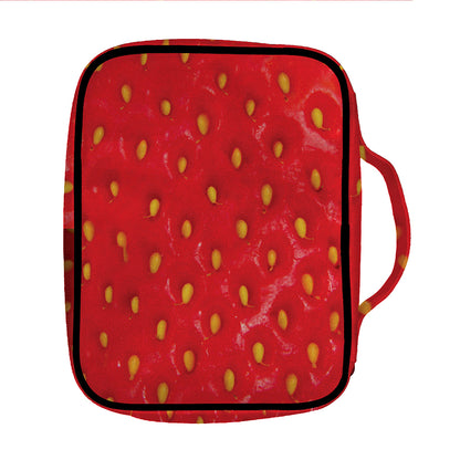 Red Strawberry Print Front Pocket Bible Bag