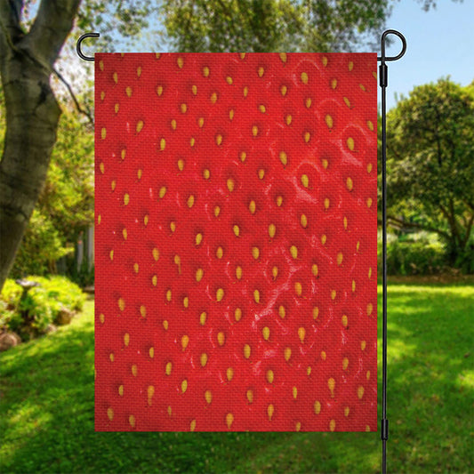 Red Strawberry Print Garden Flag