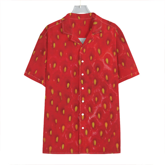 Red Strawberry Print Hawaiian Shirt