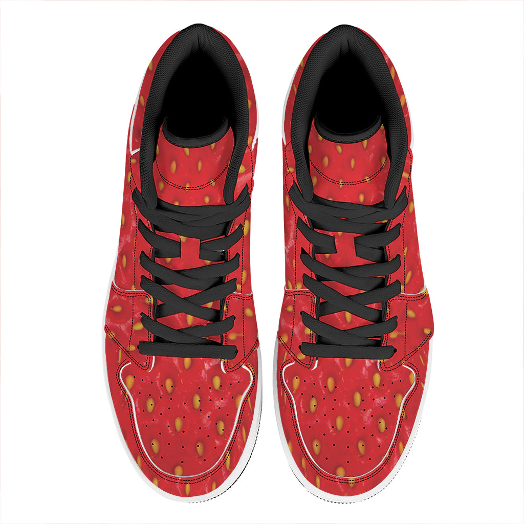 Red Strawberry Print High Top Leather Sneakers