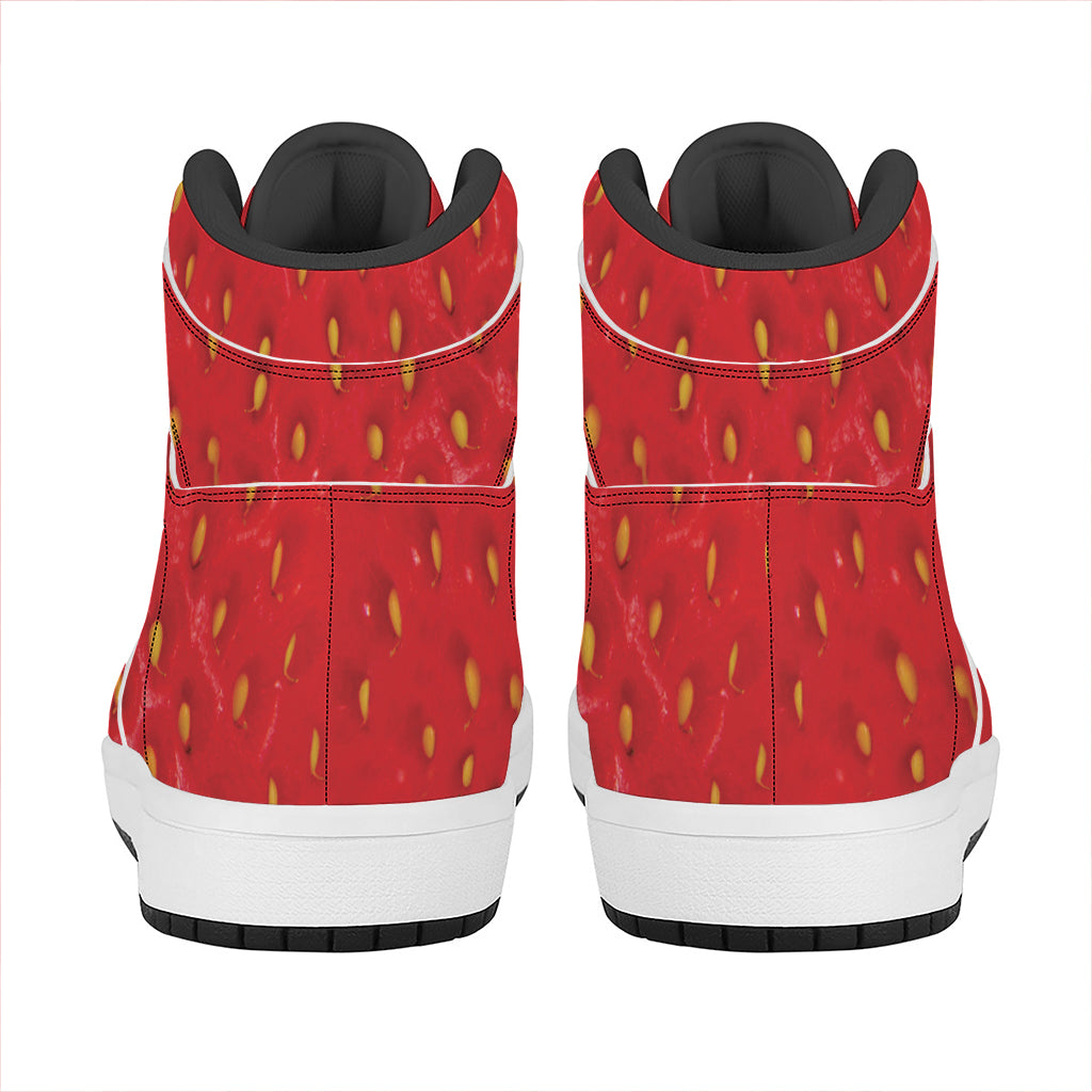 Red Strawberry Print High Top Leather Sneakers