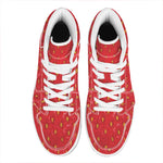 Red Strawberry Print High Top Leather Sneakers