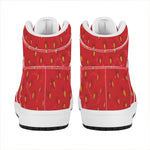 Red Strawberry Print High Top Leather Sneakers