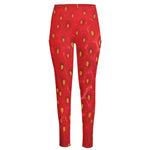 Red Strawberry Print High-Waisted Pocket Leggings