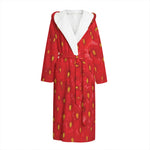 Red Strawberry Print Hooded Bathrobe