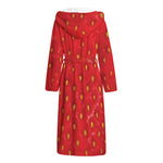 Red Strawberry Print Hooded Bathrobe
