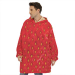 Red Strawberry Print Hoodie Blanket
