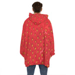 Red Strawberry Print Hoodie Blanket