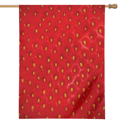 Red Strawberry Print House Flag
