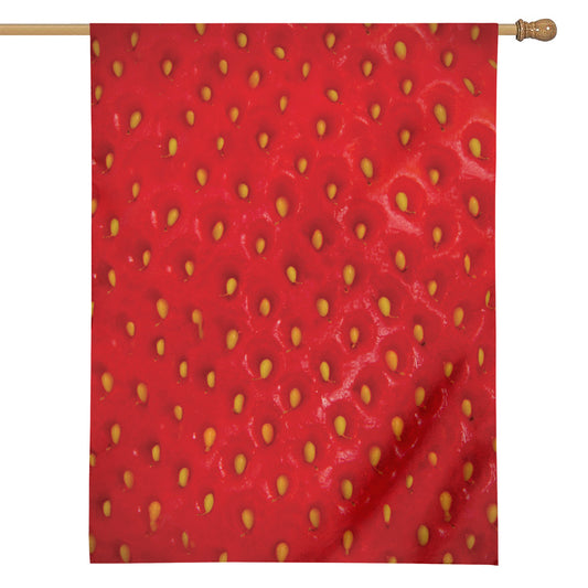 Red Strawberry Print House Flag