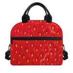 Red Strawberry Print Insulated Lunch Bag